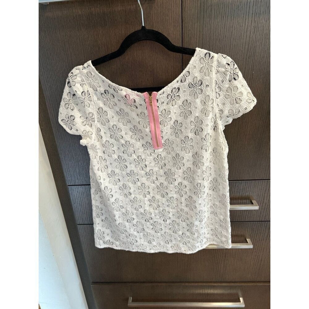 Lilly Pulitzer floral‎ lace flower blouse shirt size small